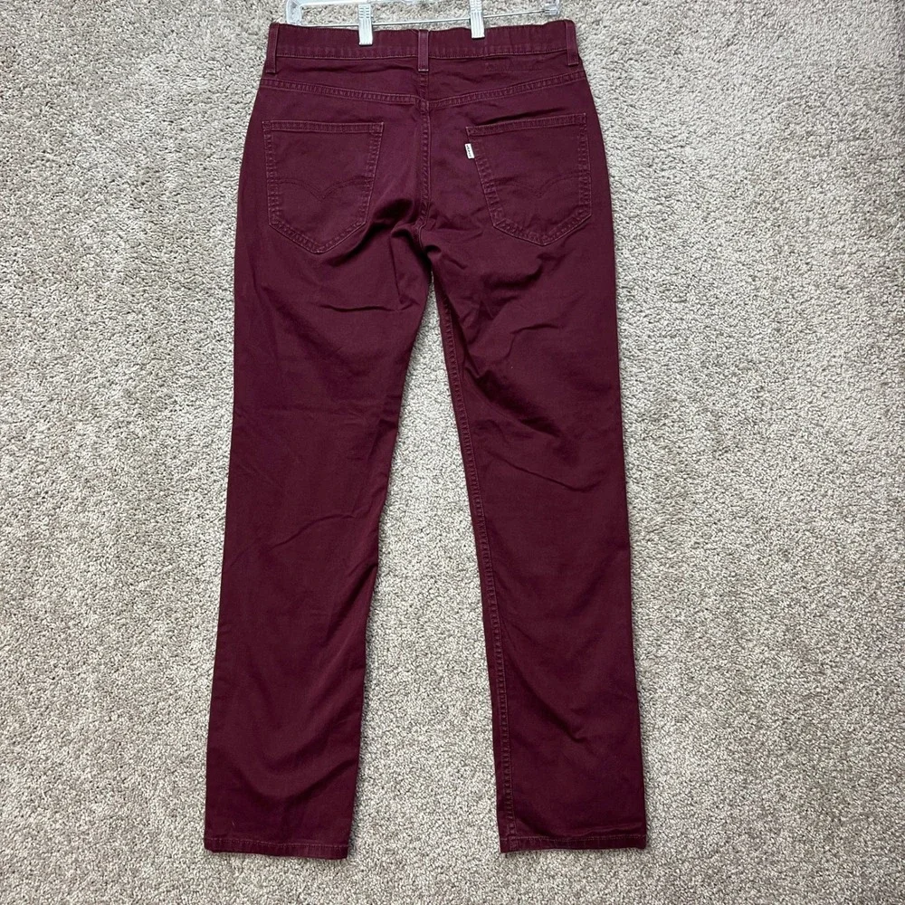 Levi's 511 Slim Fit Pants Men 30x32 Burgundy Maroon Stretch Chino Flat Front EUC